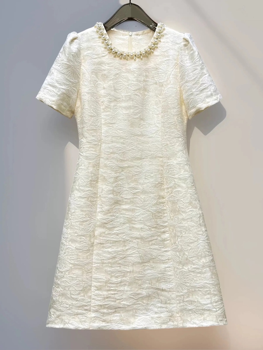 Elegant Beaded Embroidery Lyocell A-Line Dress